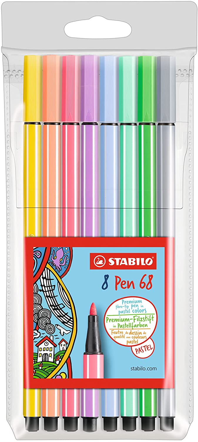 Pennarello Premium - STABILO Pen 68 Pastel - Astuccio da 8
